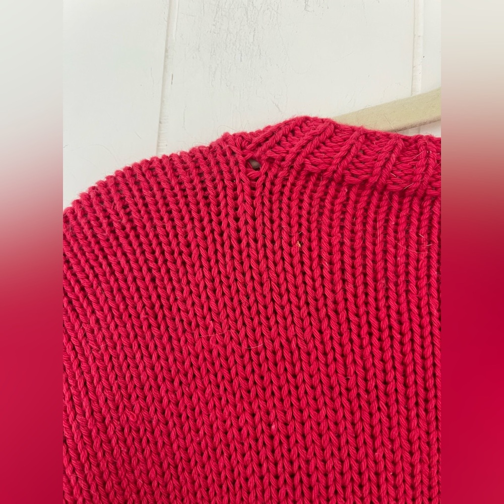Vintage Cotton 3D Women's Red Tennis Scene Sweater Medium Large - Picture 14 of 14
